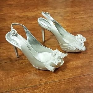 Bourne Ivory "Emelia" Peep Toe with Corsage